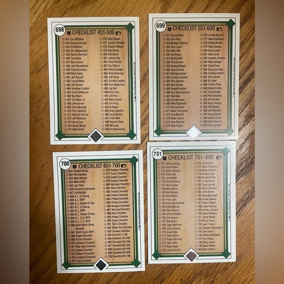 1989 Upper Deck Baseball Complete Checklist Set #694-701 - Picture 2 of 2